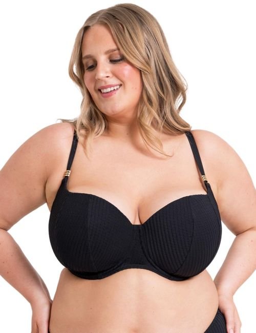 Curvy Kate Jet Set Padded Balcony Bikini Top - Black