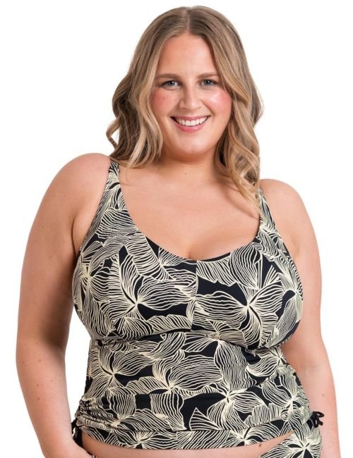 Curvy Kate Ripple Reef Non Wired Tankini Top - Black Print