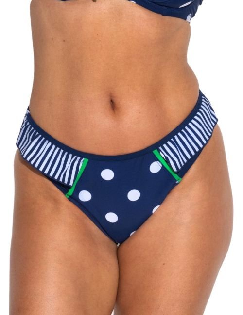 Pour Moi Beach House Frill Bikini Brief - Navy/Green