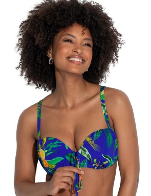 Pour Moi Santa Cruz Strapless Lightly Padded Bikini Top - Blue Tropical