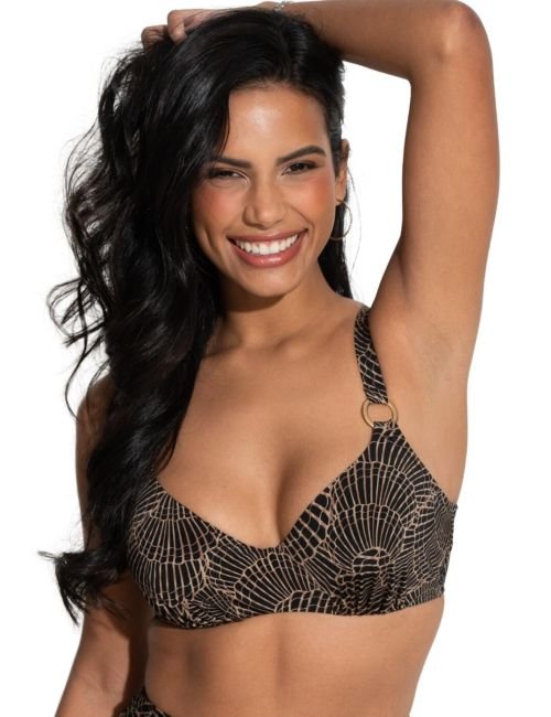 Pour Moi Samoa Underwired Bikini Top - Black/Gold