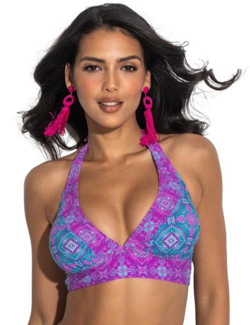 Pour Moi Venice Beach Longline Halter Bikini Top - Aquaburst