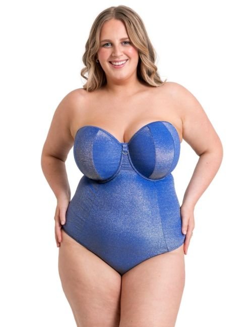 Curvy Kate Sapphire Seas Multiway Bandeau Swimsuit - Blue Sparkle