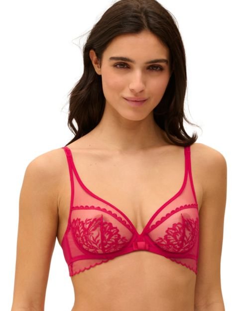 Simone Perele Romance Plunge Bra - Cranberry