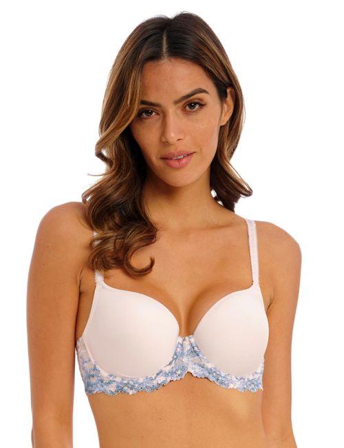 Wacoal Embrace Lace Contour Bra - Pastel Parchment/ Blue Multi