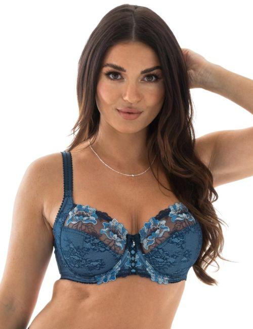 Pour Moi Sofia Lace Embroidered Side Support Bra - Dusk/Blue