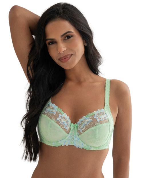Pour Moi Sofia Lace Embroidered Side Support Bra - Pistachio/Blue