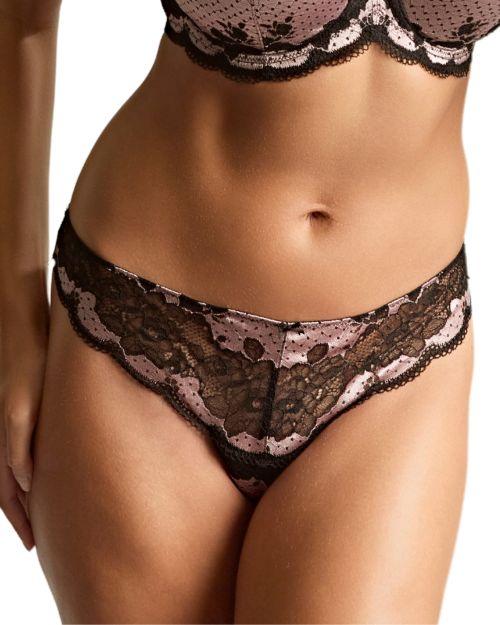 Panache Clara Thong - Black/Pink
