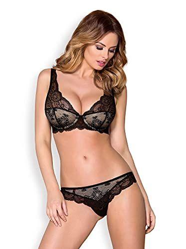 Obsessive 2 Piece Bra and Thong Set - Black