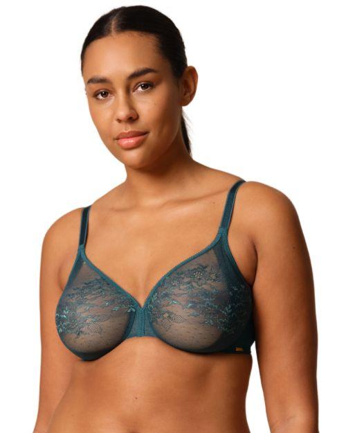 Gossard Glossies Lace Sheer Bra - Dark Green