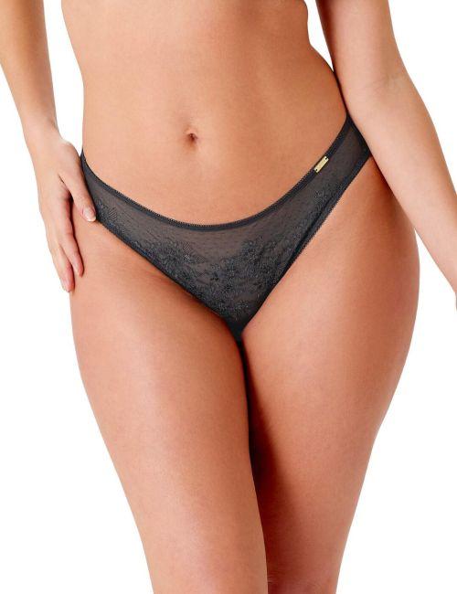 Gossard Glossies Lace Brief - Charcoal