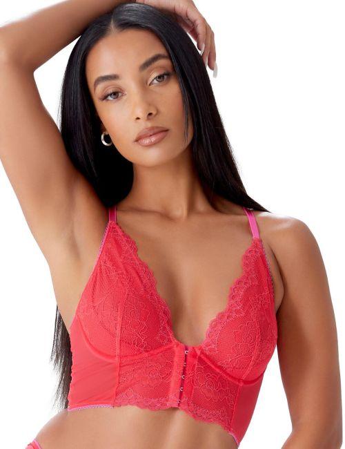 Gossard Superboost Lace Deep V Bralette - Rose Red