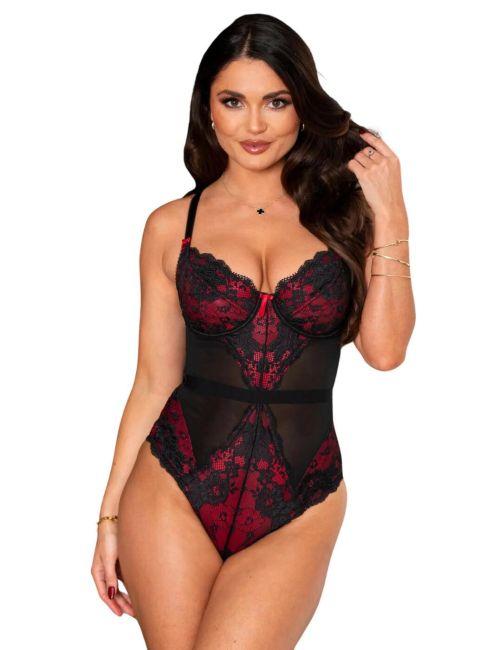 Pour Moi Amour Underwired Body - Black/Scarlet