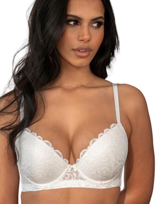 Pour Moi Romance Moulded Plunge Push Up Bra - White