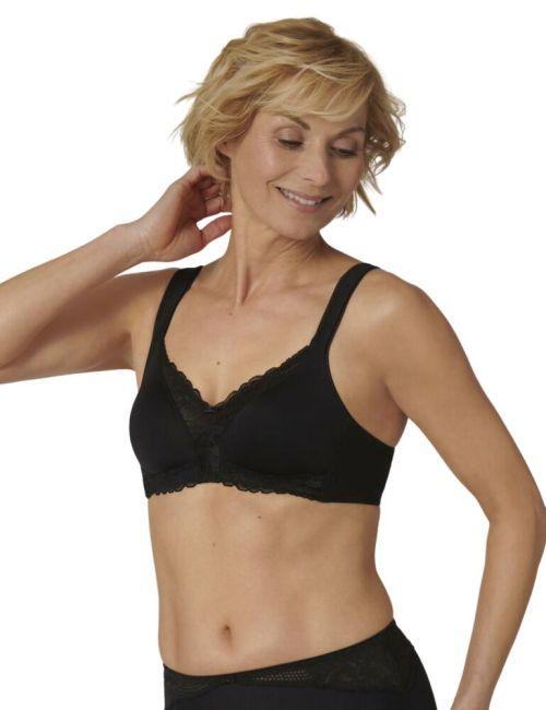 Triumph Modern Lace Cotton Non Wired Bra - Black