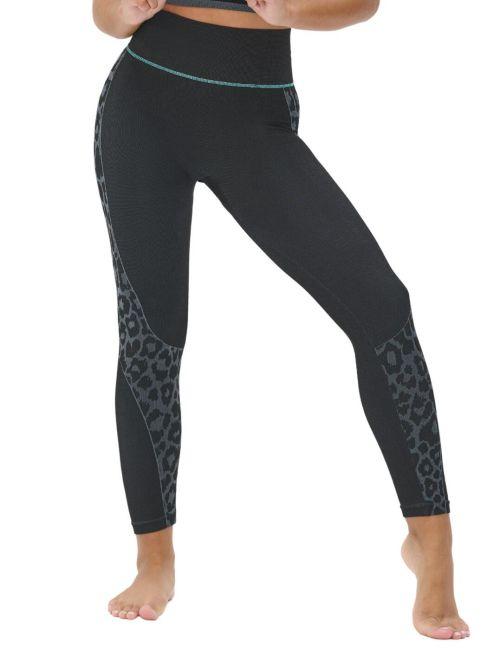 Pour Moi Energy Seamless Sports Leggings - Black/Grey/Aqua