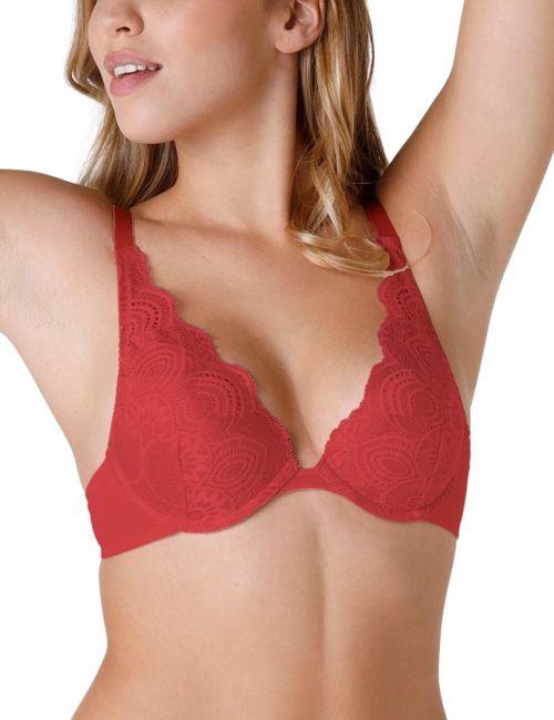 Wonderbra Refined Glamour Triangle Plunge Bra - Brick Red