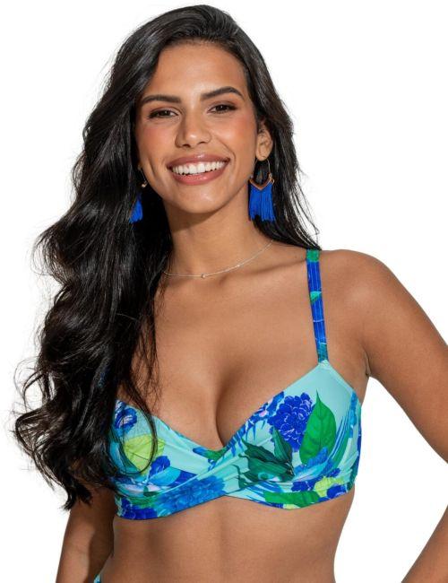 Pour Moi Free Spirit Twist Front Bikini Top - Aqua Tropical