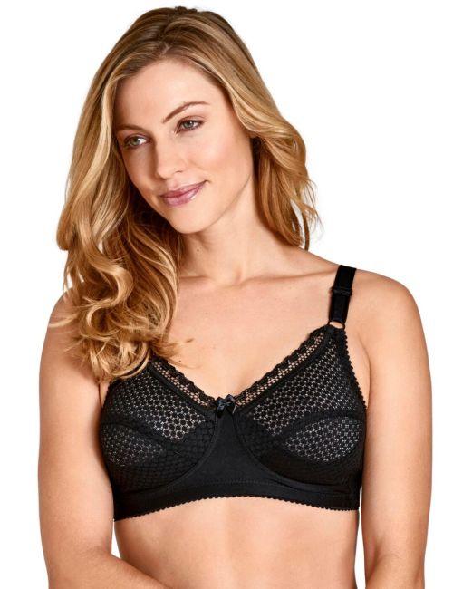 Miss Mary Of Sweden Cotton Dots Full Cup Non Wired Bra - Black