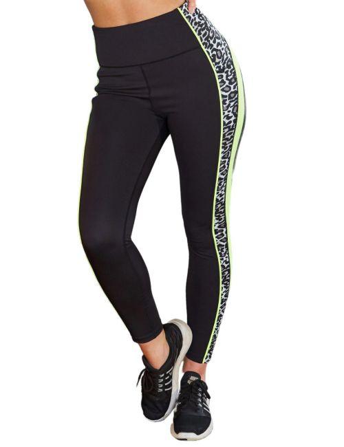 Pour Moi Energy Panelled Leggings - Leopard/Lime