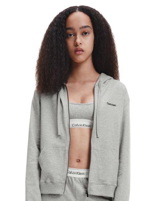 Calvin Klein Modern Cotton Full Zip Hoodie Top - Grey Heather