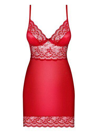 Obsessive Lovica Chemise and Thong Set - Red