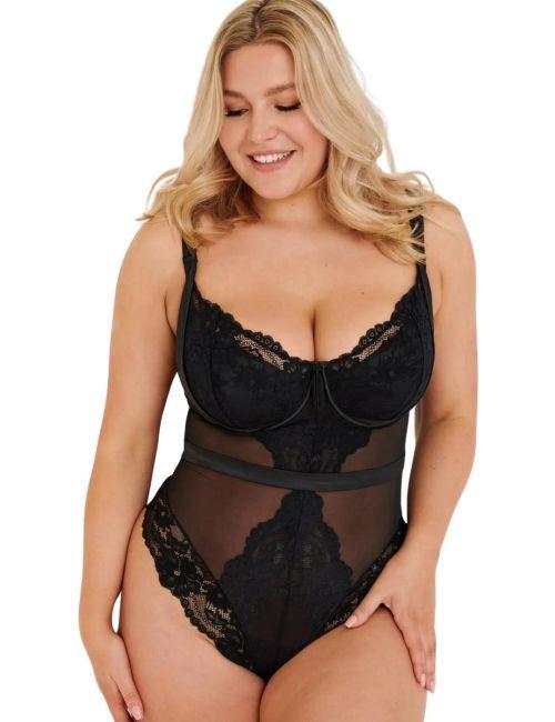 Pour Moi Satin Luxe and Lace Bodysuit - Black Pour Moi Satin Luxe and Lace Bodysuit - Black