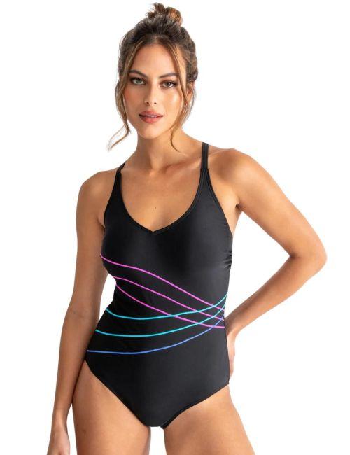 Pour Moi Energy V-Neck Swimsuit - Black Mix