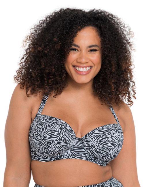 Curvy Kate Sundown Balcony Bikini Top - Black Print