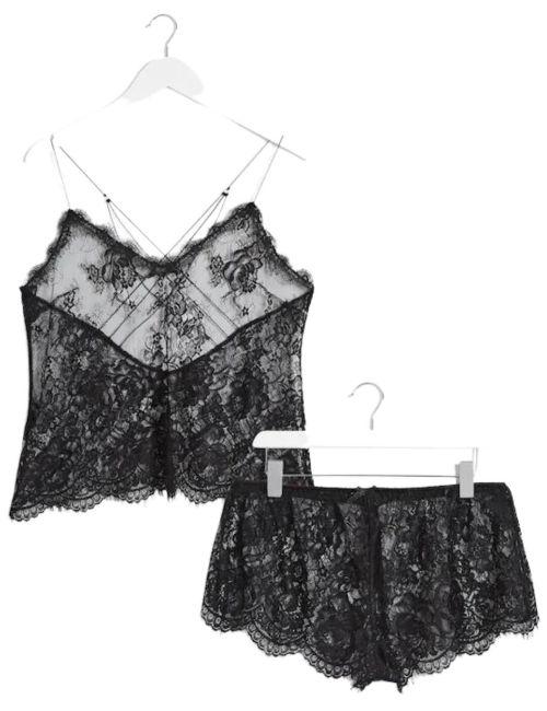 Figleaves Gigi Galloon Short Pyjama Set - Black
