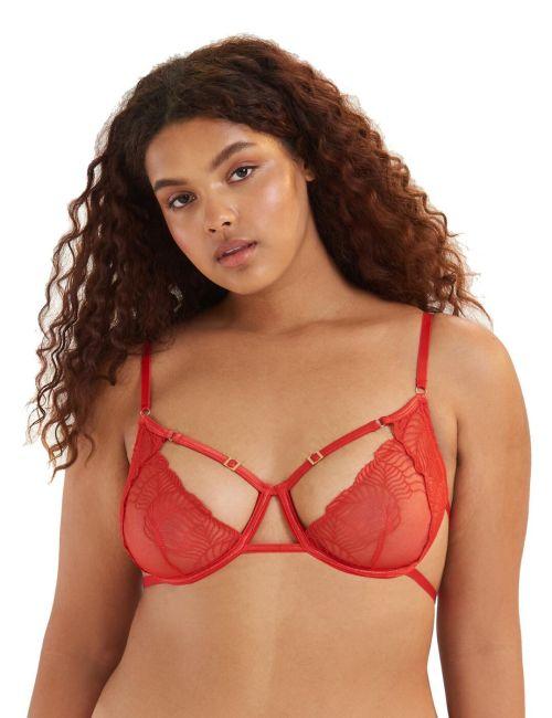 Bluebella Enya Demi Cup Bra - Red Bluebella Enya Demi Cup Bra - Red