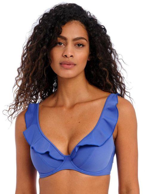 Freya Jewel Cove High Apex Bikini Top - Plain Azure