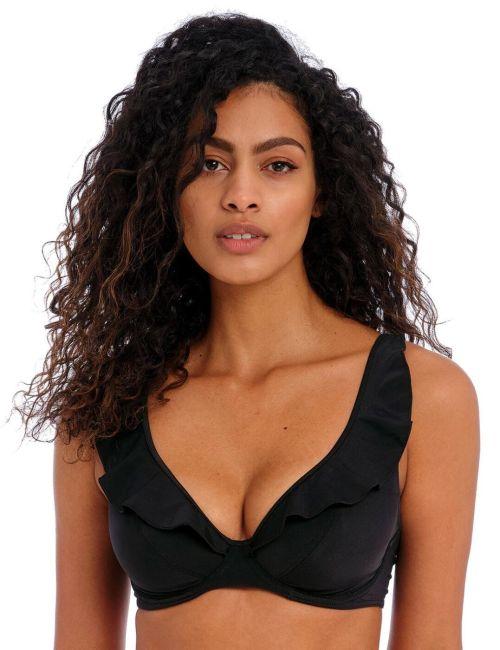 Freya Jewel Cove High Apex Bikini Top - Plain Black