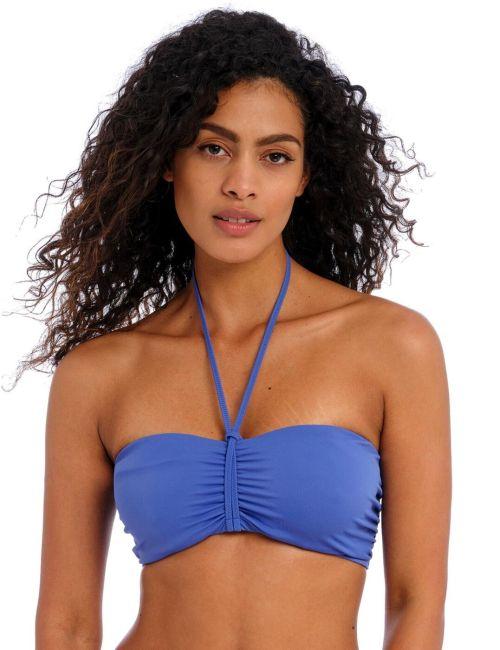 Freya Jewel Cove Bandeau Bikini Top - Plain Azure