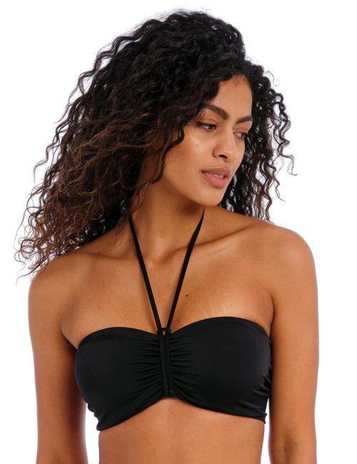 Freya Jewel Cove Bandeau Bikini Top - Plain Black