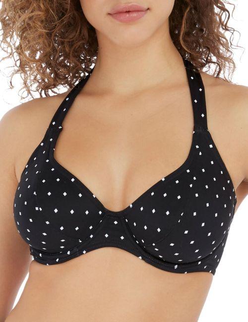 Freya Jewel Cove Underwired Halter Bikini Top - Black