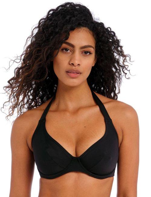 Freya Jewel Cove Underwired Halter Bikini Top - Plain Black