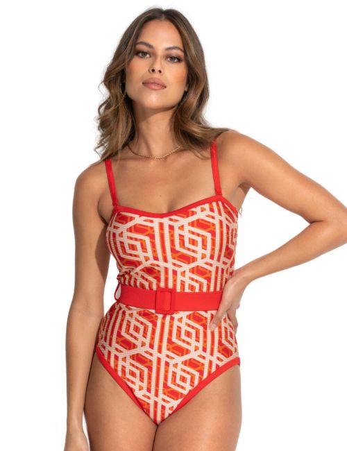 Pour Moi Casablanca Strapless Tummy Control Swimsuit - Orange