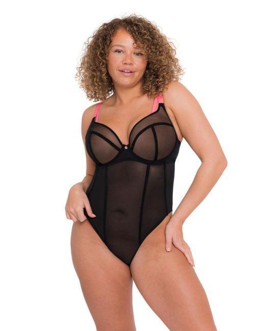 Curvy Kate Elementary Plunge Body - Black/Pink