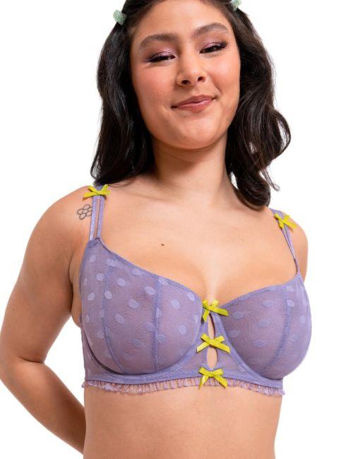 Curvy Kate Frill Me Balcony Bra - Mauve/Lime