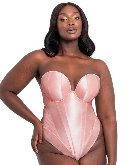 Scantilly by Curvy Kate Classique Plunge Strapless Bodysuit - Powdery Pink