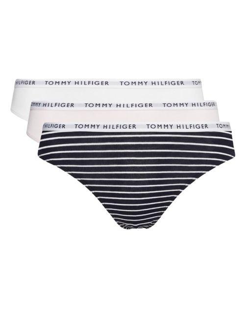 Tommy Hilfiger TH Cotton Stretch Thong 3 Pack - Stripe/White/Light Pink