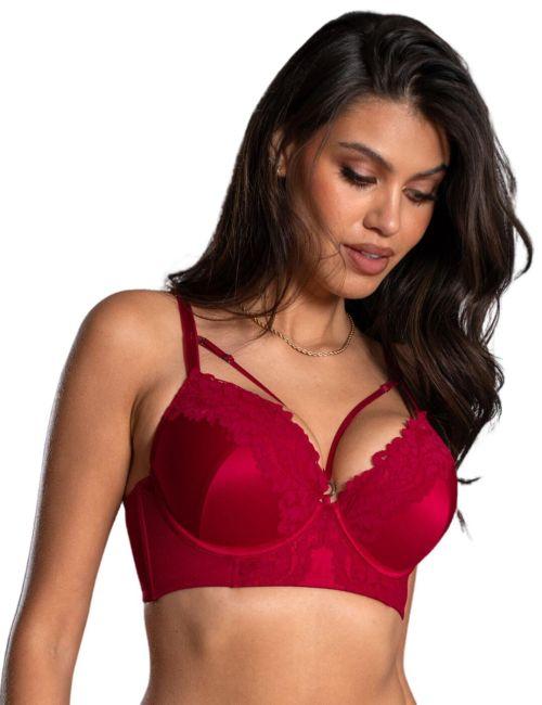 Pour Moi Lavish Longline Padded Push Up Bra - Red