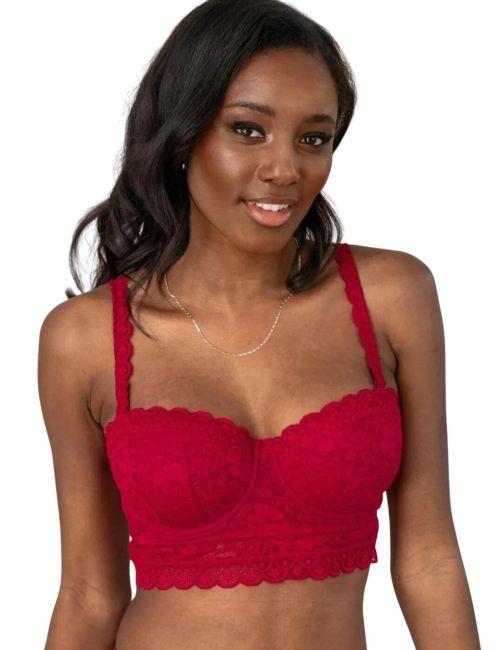 Pour Moi Rebel Underwired Strapless Longline Bra - Red