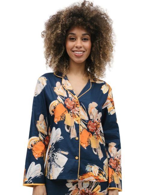 Cyberjammies Cosmo Pyjama Top - Navy Floral Print