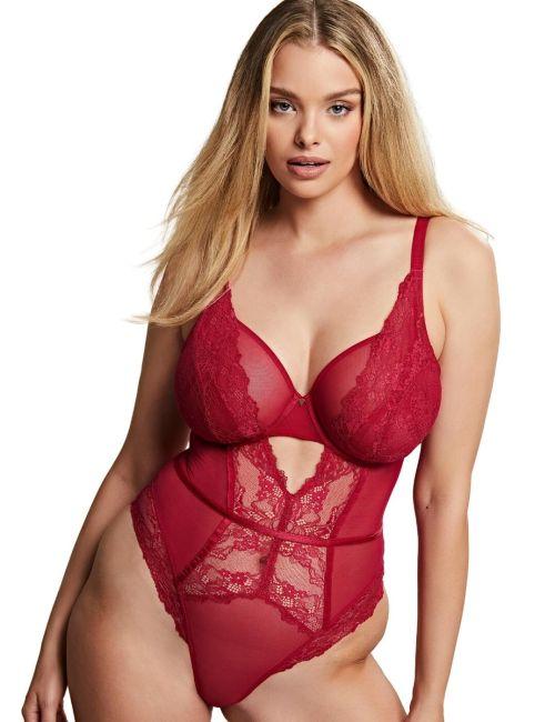 Cleo by Panache Selena Plunge Bodysuit - Ruby Red