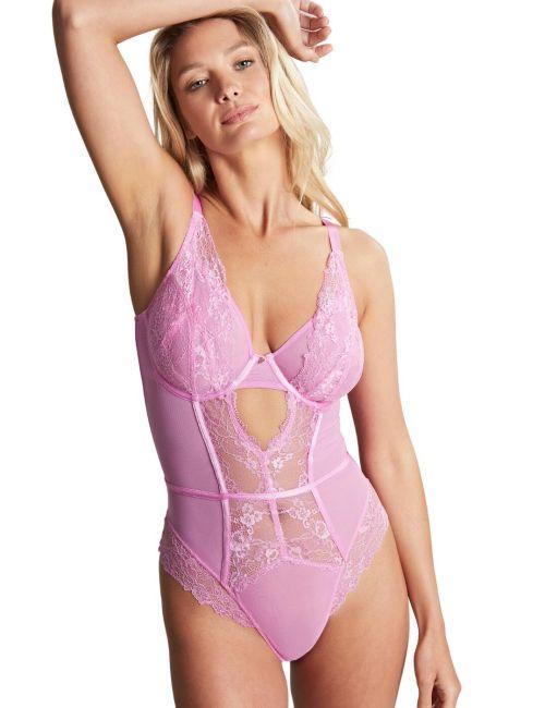 Cleo by Panache Selena Plunge Bodysuit - Wild Rose