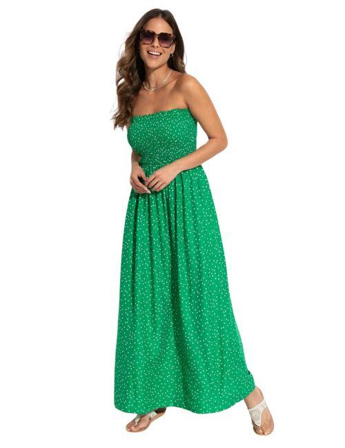Pour Moi Strapless Beach Dress - Green Spot