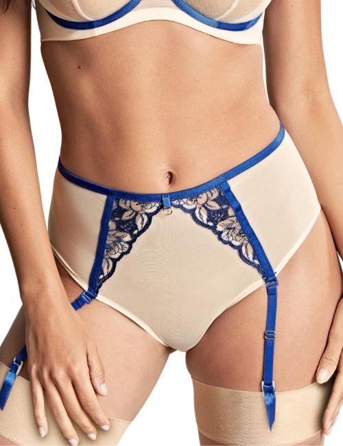 Panache Rosa Suspender Brief - Cobalt/Latte