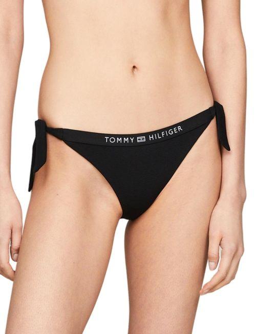 Tommy Hilfiger TH Tonal Logo Tie Side Bikini Brief - Black